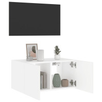 Miniatyr av produktbild för Väggmonterad tv-bänk LED vit 60x35x31 cm