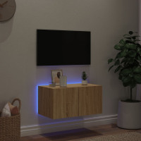 Miniatyr av produktbild för Väggmonterad tv-bänk LED sonoma-ek 60x35x31 cm