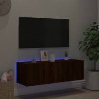 Produktbild för Väggmonterad tv-bänk LED brun ek 100x35x31 cm