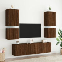 Produktbild för Väggmonterad tv-skåp brun ek 40,5x30x40 cm konstruerat trä