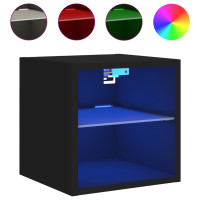 Produktbild för Väggmonterad tv-bänk LED 2 st svart 30x28,5x30 cm