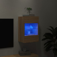Produktbild för Väggmonterad tv-bänk LED sonoma-ek 40x30x60,5 cm