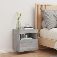 Produktbild för Väggmonterad tv-bänk LED grå sonoma 40x30x40 cm