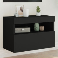 Produktbild för Väggmonterad tv-bänk LED svart 60x30x40 cm