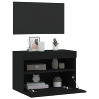 Produktbild för Väggmonterad tv-bänk LED svart 60x30x40 cm