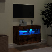Produktbild för Väggmonterad tv-bänk LED rökfärgad ek 60x30x40 cm