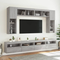 Produktbild för Väggmonterad tv-bänk LED grå sonoma 60x30x40 cm