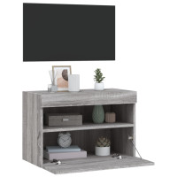 Produktbild för Väggmonterad tv-bänk LED grå sonoma 60x30x40 cm