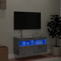 Miniatyr av produktbild för Väggmonterad tv-bänk LED betonggrå 80x30x40 cm