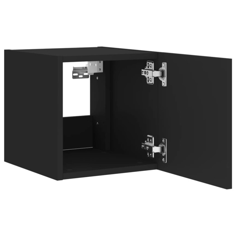 Produktbild för Väggmonterad tv-bänk LED svart 30,5x35x30 cm