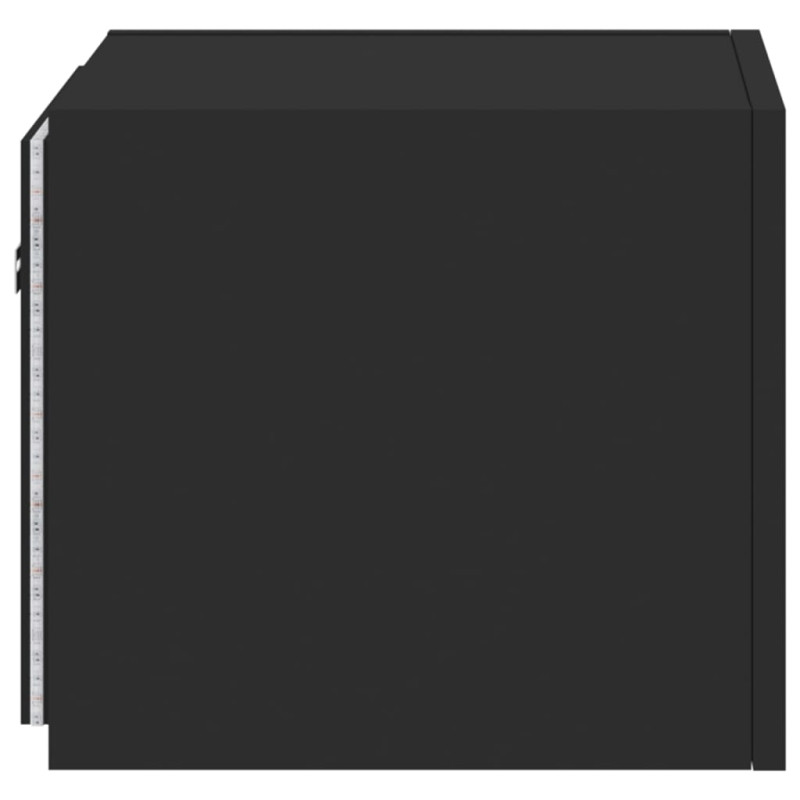 Produktbild för Väggmonterad tv-bänk LED svart 30,5x35x30 cm