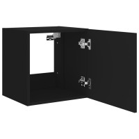 Produktbild för Väggmonterad tv-bänk LED svart 40,5x35x40 cm
