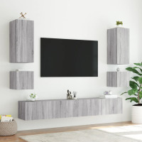 Produktbild för Väggmonterad tv-bänk LED 2 st grå sonoma 40,5x35x40 cm