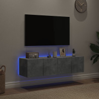 Produktbild för Väggmonterad tv-bänk LED 2 st betonggrå 60x35x31 cm