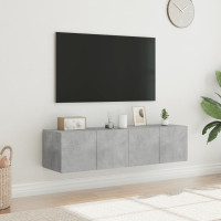 Produktbild för Väggmonterad tv-bänk LED 2 st betonggrå 60x35x31 cm