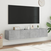 Produktbild för Väggmonterad tv-bänk LED 2 st betonggrå 80x35x31 cm