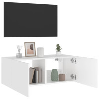 Produktbild för Väggmonterad tv-bänk LED vit 80x35x31 cm