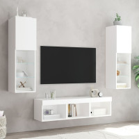 Produktbild för Tv-bänk 5 delar LED vit konstruerat trä