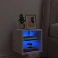 Produktbild för Väggmonterad tv-bänk LED vit 30x28,5x30 cm