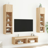 Produktbild för Tv-bänk 6 delar LED sonoma-ek konstruerat trä