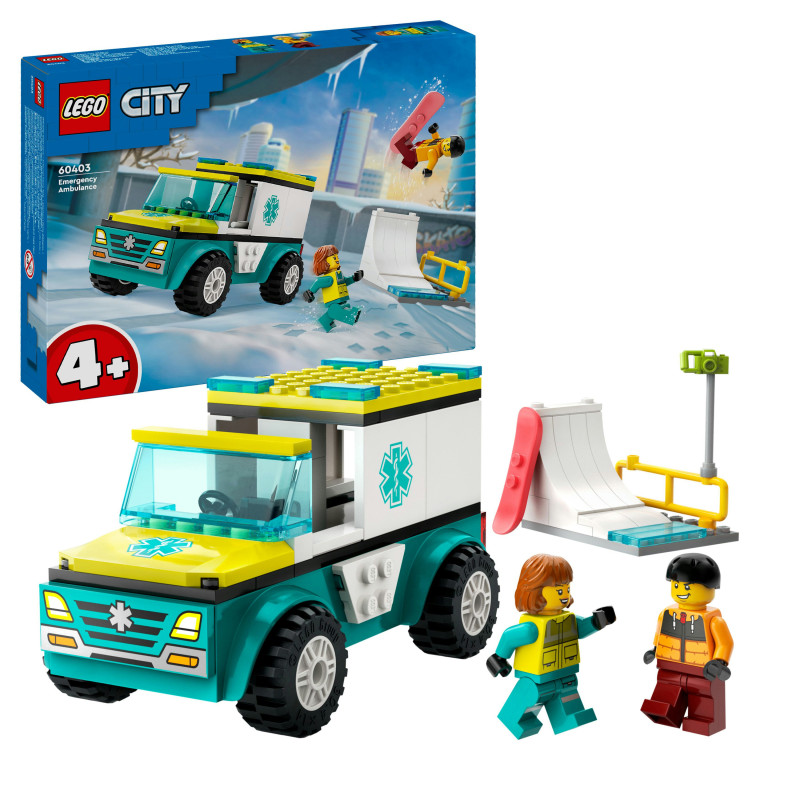 Produktbild för LEGO City Ambulans och snowboardåkare 60403