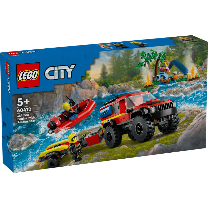 Produktbild för LEGO City 4x4 Brandbil med räddningsbåt Leksak 60412
