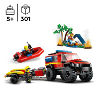 Miniatyr av produktbild för LEGO City 4x4 Brandbil med räddningsbåt Leksak 60412