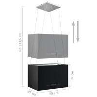 Produktbild för Hängande köksfläkt touchsensor LCD 55 cm pulverlackerat stål