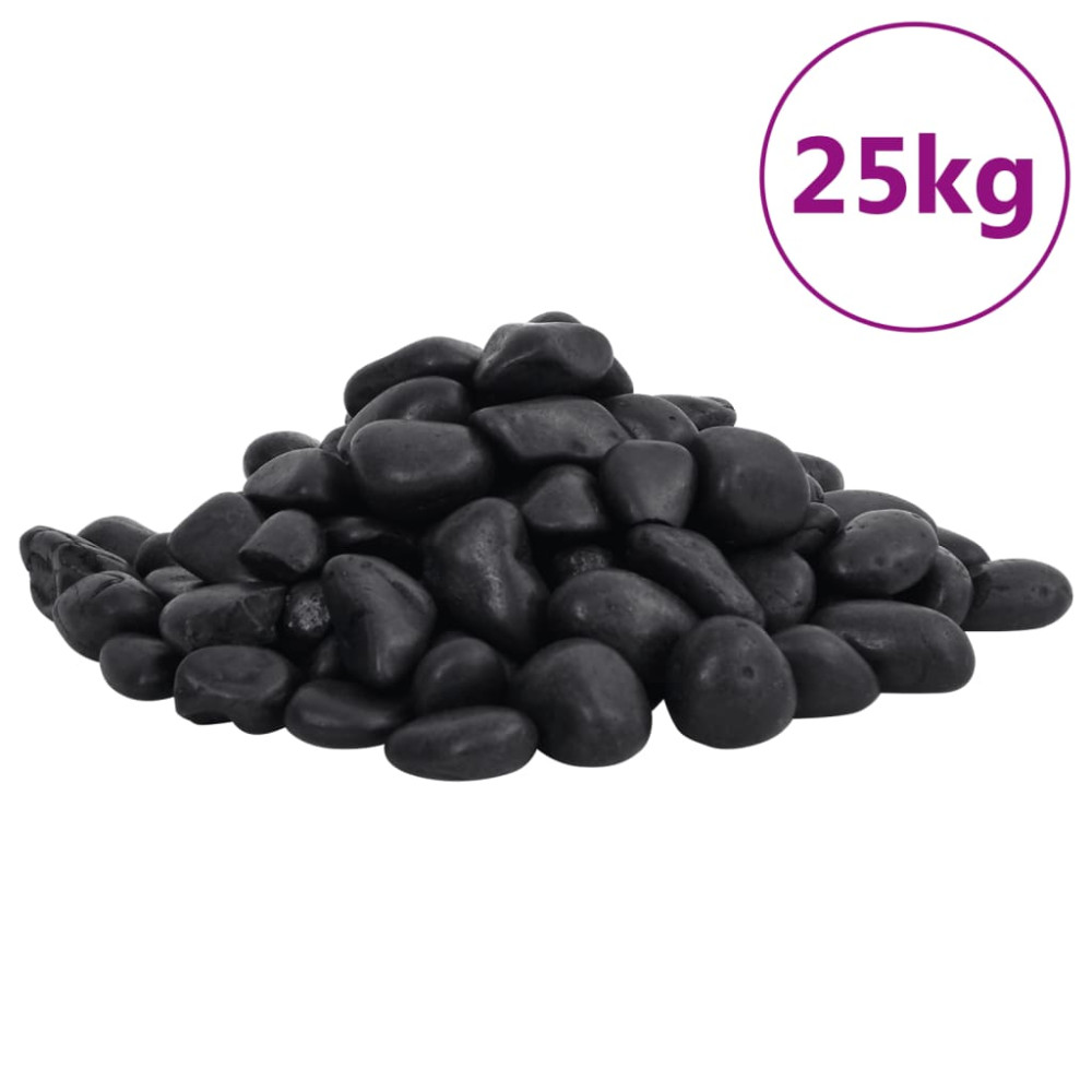 Produktbild för Polerad småsten 25 kg svart 2-5 cm