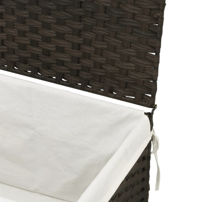Produktbild för Tvättkorg med lock mörkbrun 55,5x35x34 cm konstrotting