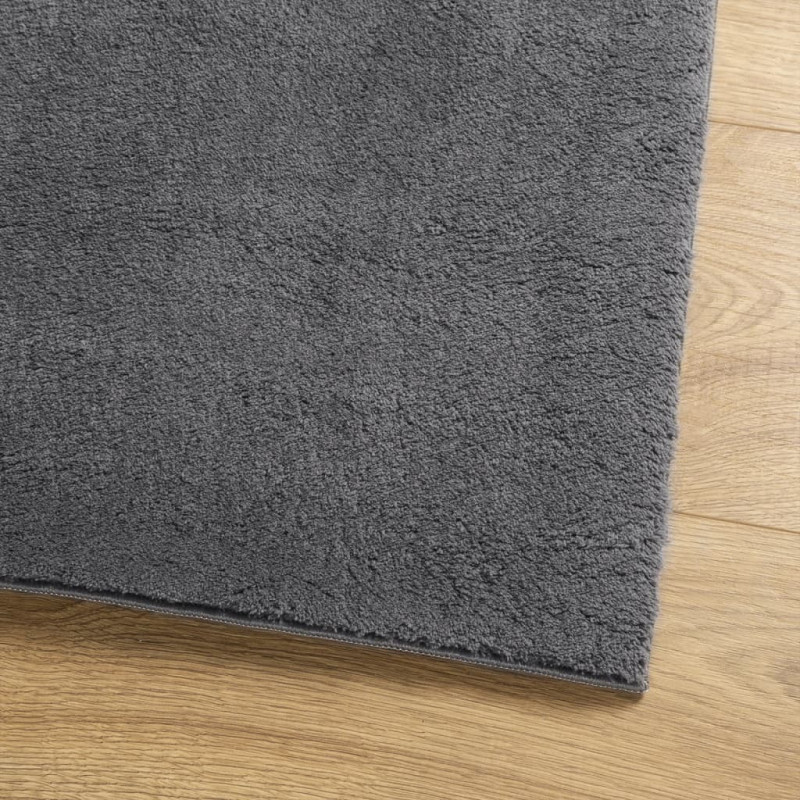 Produktbild för Mjuk matta HUARTE med kort lugg tvättbar antracit 120x170 cm