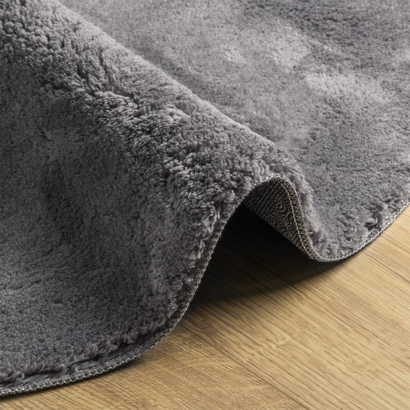 Produktbild för Mjuk matta HUARTE med kort lugg tvättbar antracit Ø 100 cm