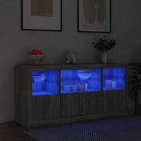 Produktbild för Skänk med LED-belysning grå sonoma 142,5x37x67 cm