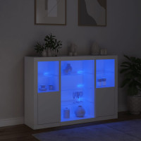 Produktbild för Skänkar med LED-belysning 3 st vit konstruerat trä