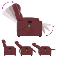 Miniatyr av produktbild för Massagefåtölj vinröd konstläder