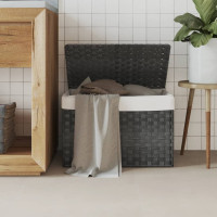 Produktbild för Tvättkorg med lock grå 55,5x35x34 cm konstrotting