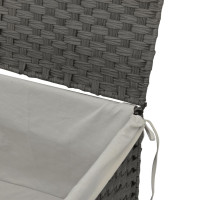 Produktbild för Tvättkorg med lock grå 55,5x35x34 cm konstrotting
