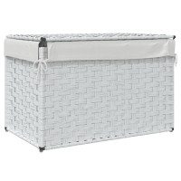 Produktbild för Tvättkorg med lock vit 55,5x35x34 cm konstrotting