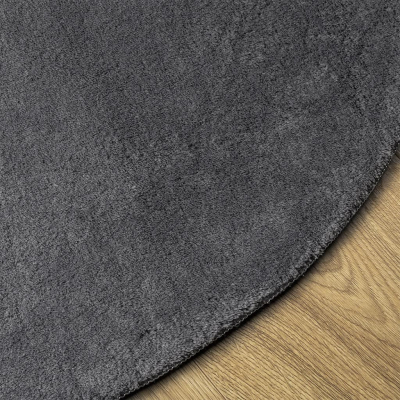 Produktbild för Mjuk matta HUARTE med kort lugg tvättbar antracit Ø 80 cm