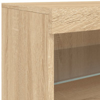 Produktbild för Skänk med LED-belysning sonoma-ek 142,5x37x67 cm