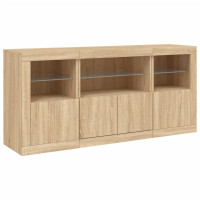 Produktbild för Skänk med LED-belysning sonoma-ek 142,5x37x67 cm