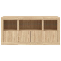 Produktbild för Skänk med LED-belysning sonoma-ek 142,5x37x67 cm