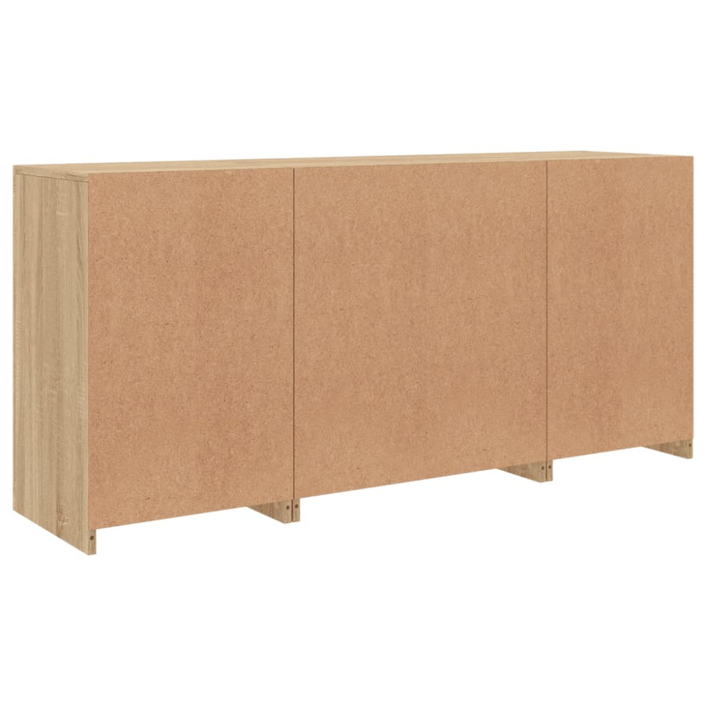 Produktbild för Skänk med LED-belysning sonoma-ek 142,5x37x67 cm