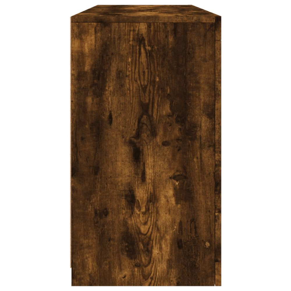 Produktbild för Skänk med LED-belysning rökfärgad ek 142,5x37x67 cm