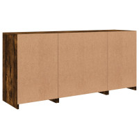 Produktbild för Skänk med LED-belysning rökfärgad ek 142,5x37x67 cm