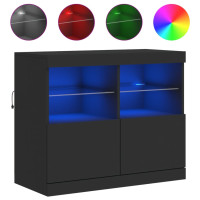 Produktbild för Skänk med LED-belysning svart 81x37x67 cm