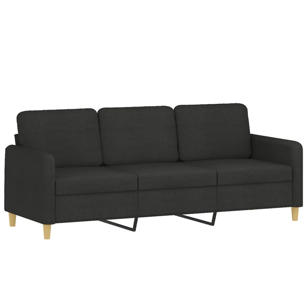 Produktbild för 3-sitssoffa med fotpall Svart 180 cm tyg