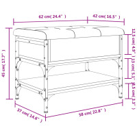 Produktbild för Skobänk rökfärgad ek 62x42x45 cm konstruerat trä