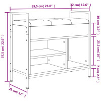 Produktbild för Skobänk rökfärgad ek 65,5x32x57,5 cm konstruerat trä