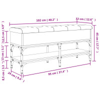 Produktbild för Skobänk svart 102x32x45 cm konstruerat trä